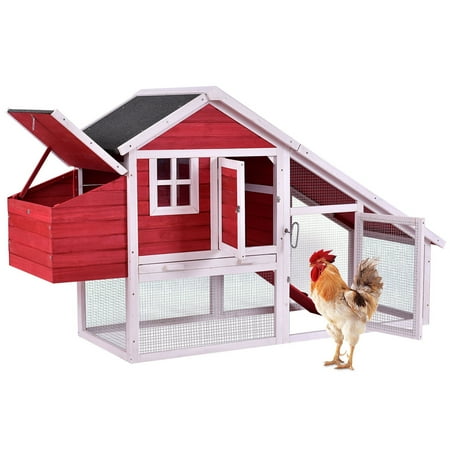 64 Large Wooden Rabbit Hutch Chicken Coop Bunny Animal Hen Cage House W Run