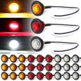 thumbnail image 1 of Paquete mixto de 3 luces LED de posición laterales redondas de 3/4 de pulgada, 10 ámbar, 10 rojas y 10 blancas, montaje empotrado para remolque, camión, barco, autobús, a prueba de golpes, 12 V CC, 1 of 5