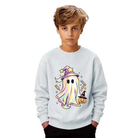 Boys Halloween Sweatshirts Long Sleeve Crewneck Pullover Toddler Kids Winter Warm Shirt Sweater Tops Halloween Gifts