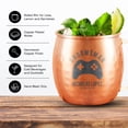 thumbnail image 5 of PERSONALIZED Ideal Custom Engraved Groomsmen Gift-Classic Round Rolled Rim Moscow Mule Mugs with Sturdy Handle, Hammered Copper Finish 16 oz, Gaming Controller, Set of 2, 5 of 6
