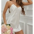 thumbnail image 4 of Soft Pajamas for Women New Satin Nightgown for Women Spaghetti Strap Slip Nightdress Low Cut Backless Short Chemise Sleepwear White L, 4 of 8