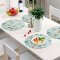 thumbnail image 4 of 15 Inch Round Grid Plate Mats Heat Non-Slip Resistant PVC Placemats for Kitchen Dining Table Decor Deer and Pine Trees Pattern 4PCS, 4 of 5