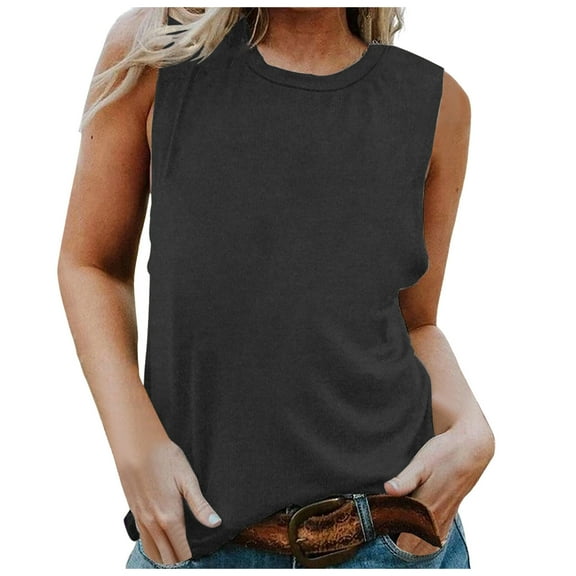 Women's Sleeveless Vest Tanks Casual Tops Slim Fit Blouse Solid Color O Neck Shirts Comfortable Summer Fashion Tee
