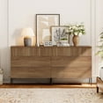 thumbnail image 5 of WAMPAT 63" W Fluted Dresser for Bedroom, Modern 6 Drawer Dresser TV Stand with Hidden Handles, Wooden Chest of Drawers Closet Clothes Storage Organizer for Bedroom, Living Room, Brown, 5 of 11