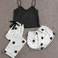 thumbnail image 2 of Diufon 3PCS Womens Pajamas V Neck Sleeveless Tops Polka Dot Elastic Waist Bow Shorts Pants Sets, 2 of 3