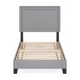 thumbnail image 5 of Furinno LAVAL Twin Upholstered Bed Frame with Double-Row Nailhead Headboard and 12-Piece Wooden Slat Support, Light Grey, 5 of 6