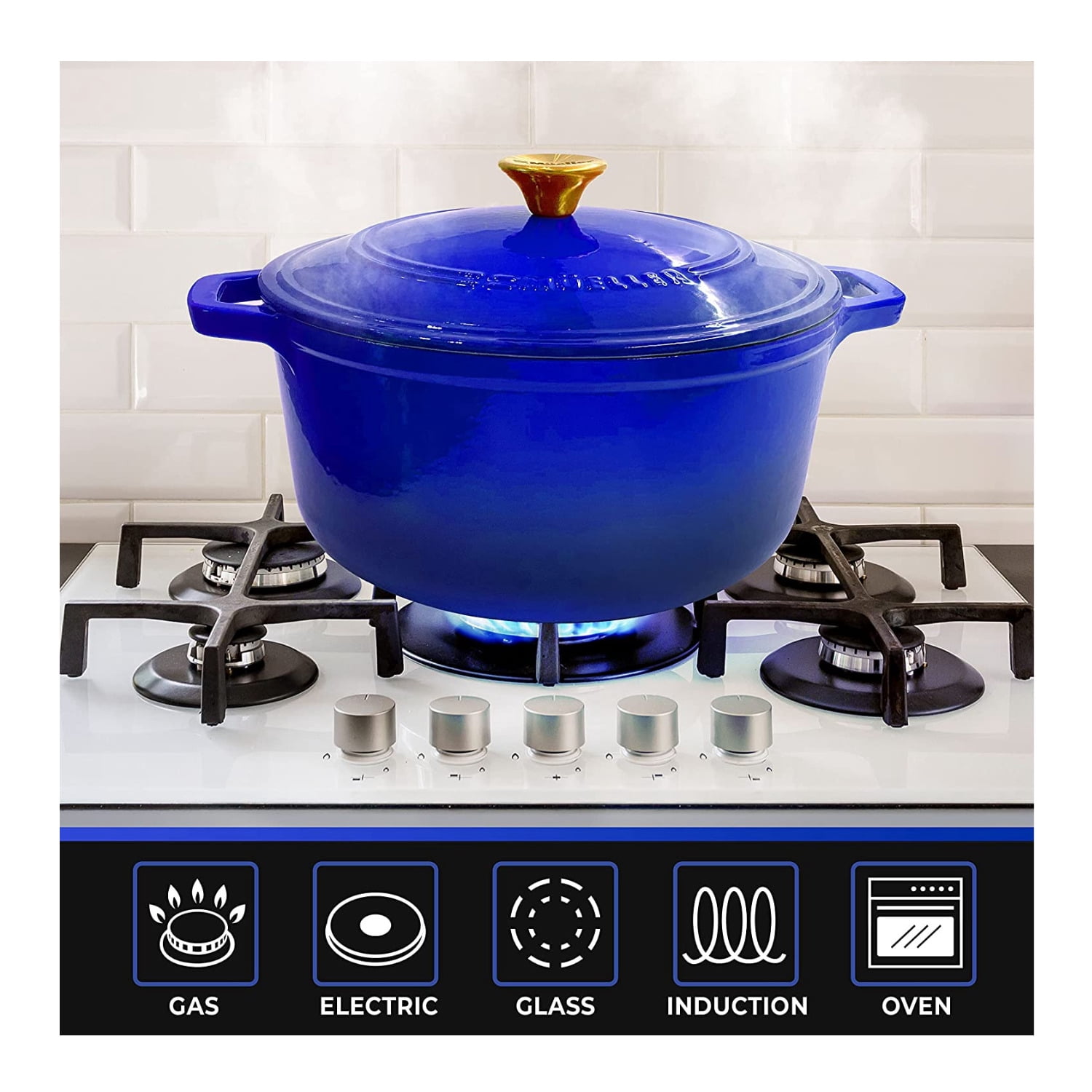 MÜELLERHOME 6qt Enameled Cast Iron Dutch Oven, Heavy-Duty