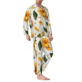 thumbnail image 2 of Naloa Sunny Yellow SunFlower Men’s Pajamas Set - Long Sleeve Button Down Sleep Shirt and Pajama Bottoms Sleepwear Set-Large, 2 of 7