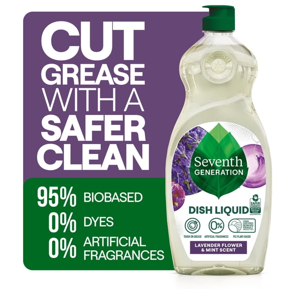 Seventh Generation Liquid Dish Soap, Dishwashing Liquid, Lavender Flower & Mint, 19 fl oz