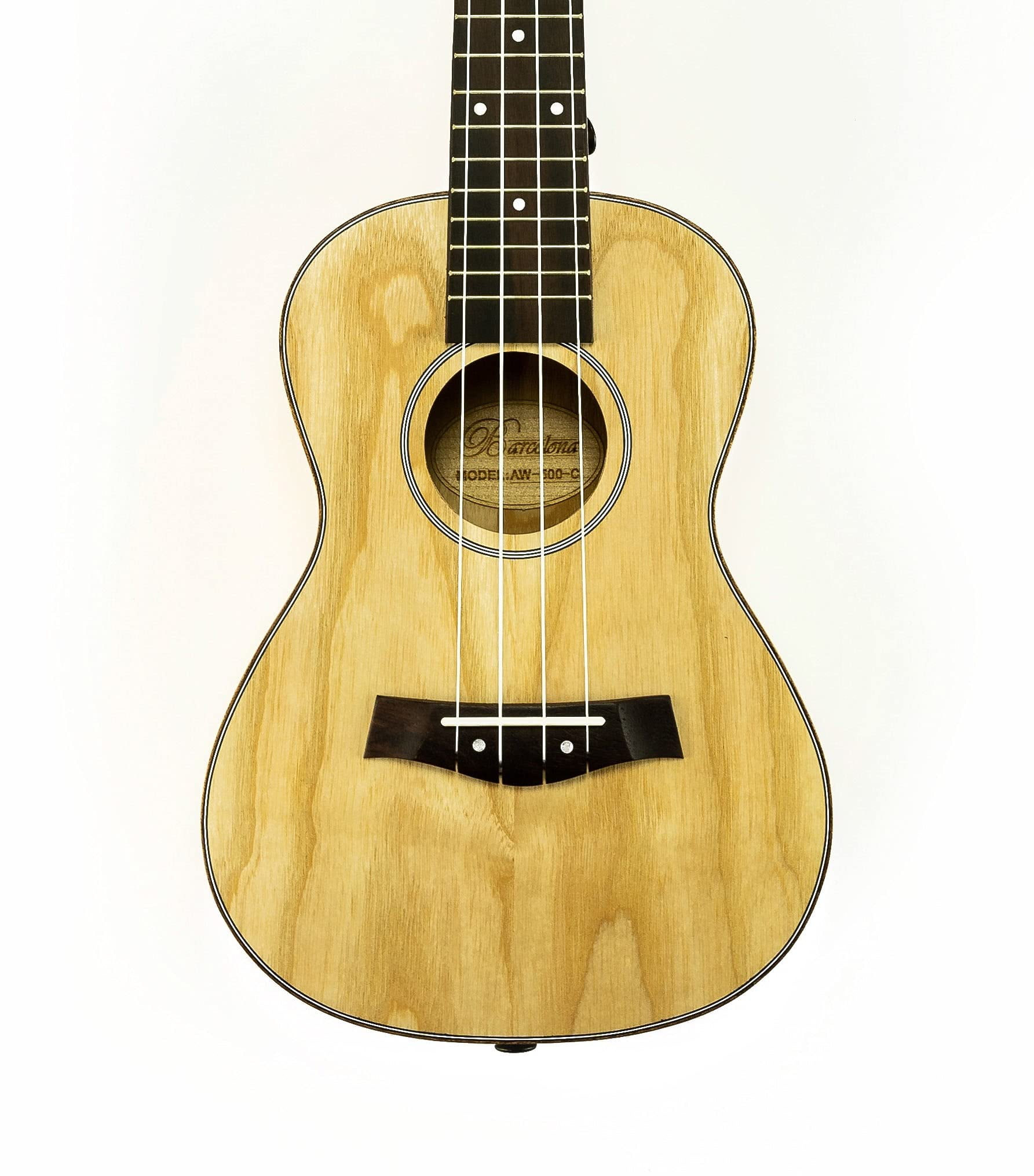 Barcelona Solid Top Ash Wood Concert Ukulele Bundle with Gig Bag, Tuner, Stand, Strap, Austin Bazaar Instructional DVD, and Polishing Cloth