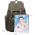 thumbnail image 4 of KAUKKO Vintage Casual Canvas and Leather Rucksack Backpack (Canvas Green2pc), 4 of 5