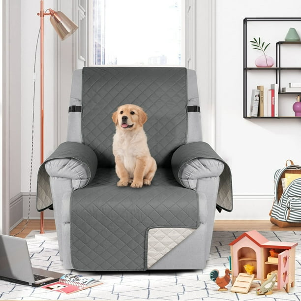 Sanmadrola Recliner Chair Cover Reversible Small Recliner Slipcover for Dogs Seat Width to 25 Inch Washable Couch Cover with Elastic Straps for Kids and Pets Small Recliner Grey Walmart Business Suppl...