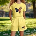 thumbnail image 5 of Amidoa Girls Summer 2 Piece Outfits Floral Short Sleeve and Casual Shorts Kids Clothing Set Yellow Size 6, 5 of 5