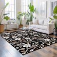 thumbnail image 3 of Area Rugs 3'x5', Black White Floral Carpet Runner Indoor Outdoor Rugs Home Decor Aesthetic, Farmhouse Vintage Botanical Leaves Non Slip Mats Washable Accent Rug for Living Room Bedroom, 3 of 8