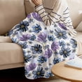 thumbnail image 4 of Throw Blanket for Couch Purple Floral Soft Fleece Flannel Blankets Cozy Lightweight Blanket for Home Sofa Living Room Blue Black Flowers Bed Throws 50" x 60", 4 of 9
