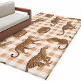 thumbnail image 2 of 3x5 Washable Area Rug, Africa Leopard Animal Non-Slip Rectangle Rug for Living Room Bedroom, Brown White Plaid Abstract Simple Indoor Low Pile Floor Mat for Home Decor, 2 of 9