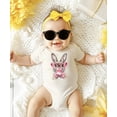 thumbnail image 2 of Easter Bunny Bubble Gum Bodysuit for Baby Girls Spring Holiday Cute Rabbit with Glasses Toddler One-Piece Natural Bodysuit 6 Months, 2 of 3