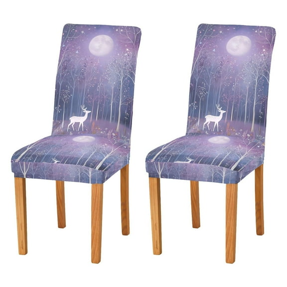Yayeee 2 Pack Dining Chair Covers Stretch Parson Chairs Slipcovers Seat Protector, Purple Forest
