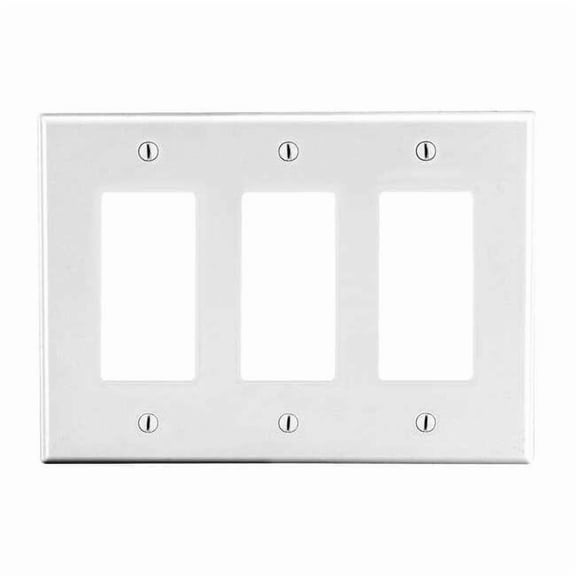Hubbell Wiring Device-Kellems Rocker Wall Plate,Stnd;Wht,3Gng,Smth Stn P263W