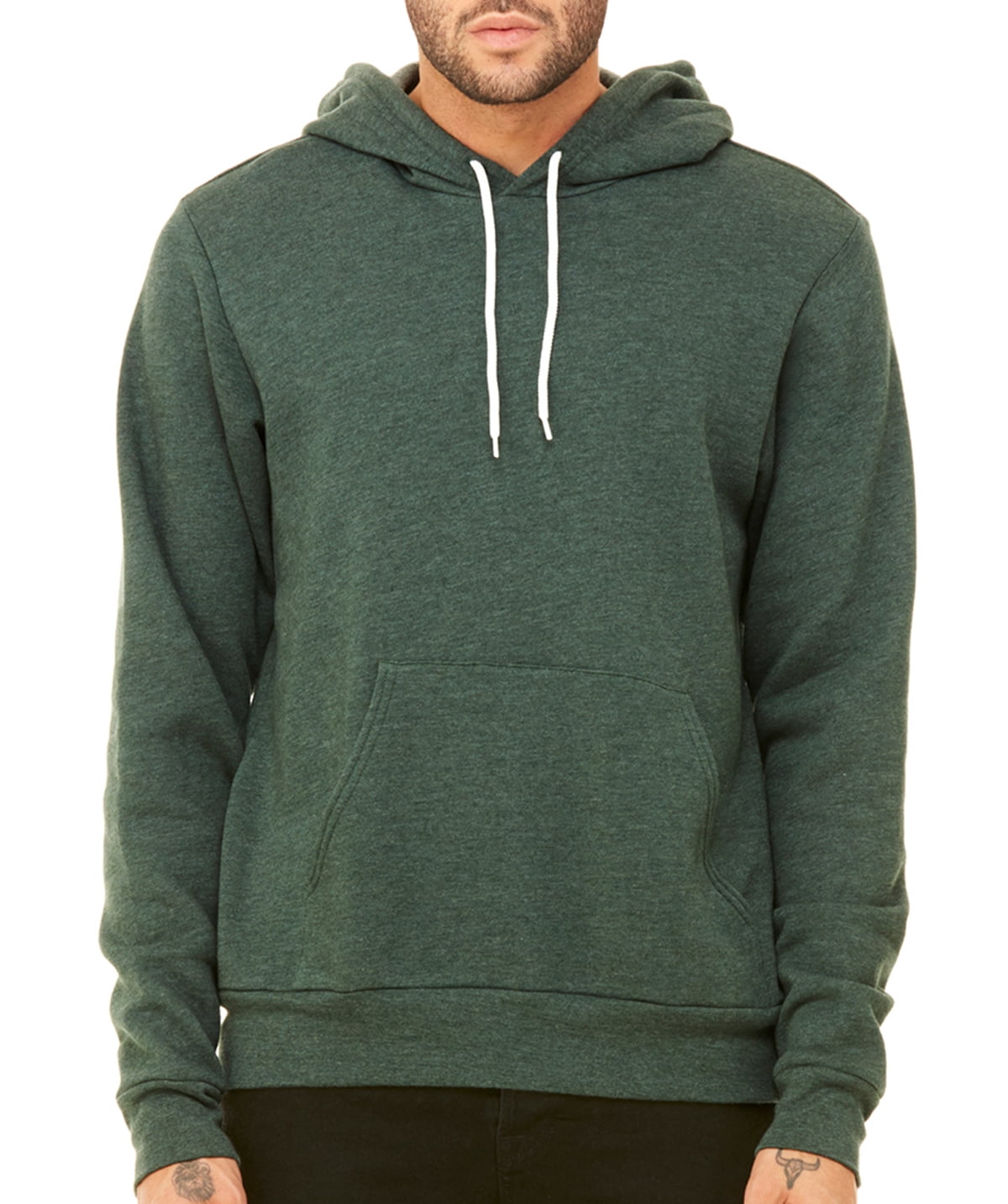 green hooded sweater