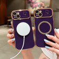 thumbnail image 5 of Zonrw Para Iphone 14 Funda Magnética Para Mujeres Y Niñas, Suave Y Lindo Marco De Onda, Forma Rizada, Corazón De Amor, Chapado De Lujo, Funda Para Teléfono Compatible Con Magsafe A Prueba De Golpes, C, 5 of 5