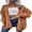 Camel, variant on Women Loose Cardigan Sweater Front Open Cable Lantern Sleeve Knit Jacket