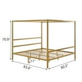 thumbnail image 3 of Metal Canopy Platform Bed Framem, Four-Poster Canopied Bed Mattress Foundation with Headboard and Footboard, Sturdy Slatted Structure, No Box Spring Needed, Easy Assembly (King-Golden), 3 of 9