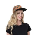 thumbnail image 6 of Susaid Autumn Pumpkins Gingham Print Baseball Cap Hip Hop Style Flat Visor Adjustable Outdoor Cap Unisex Adjustable Breathable, 6 of 7