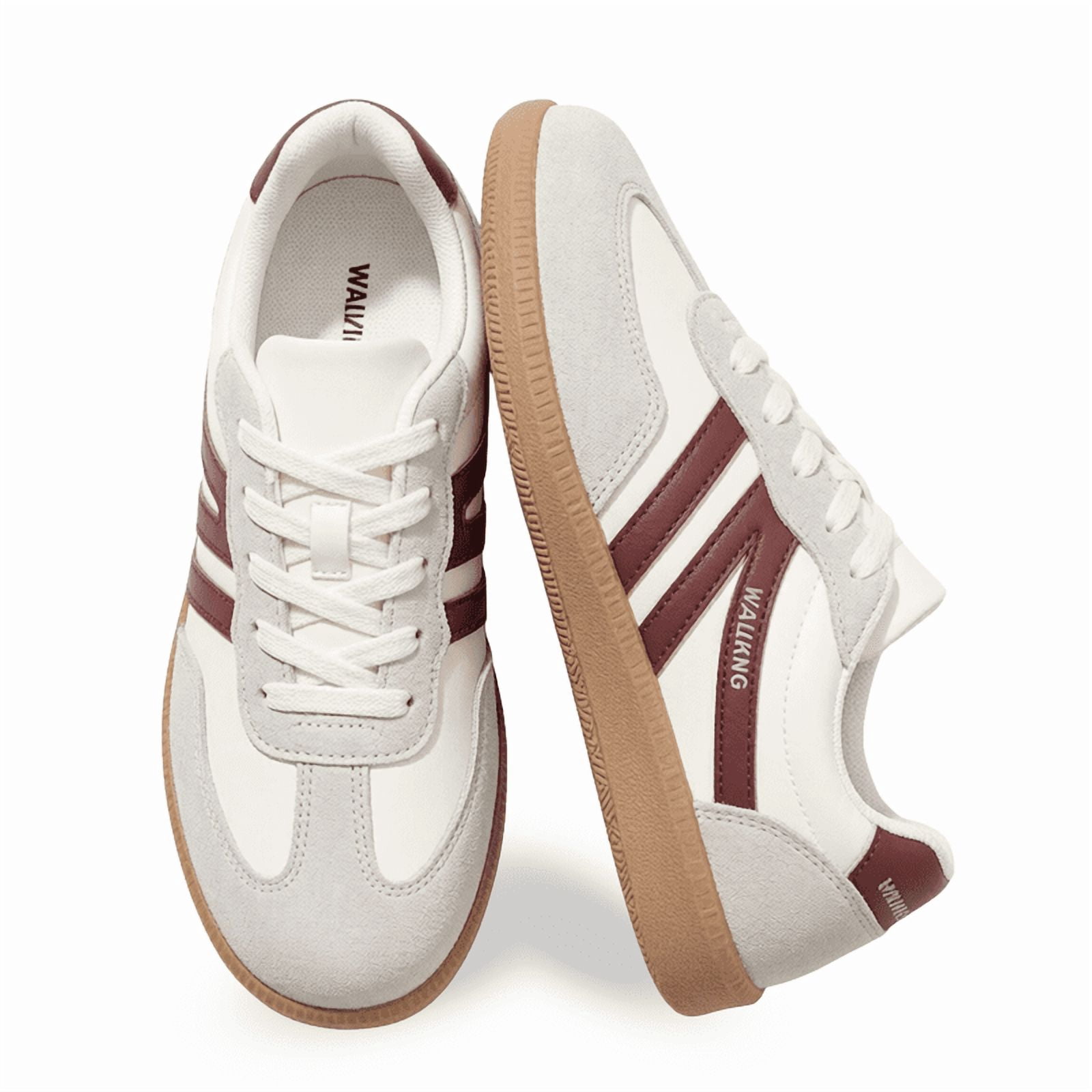BERANMEY Women's Retro Fashion Sneakers Comfortable Casual Anti Slip Platform Low-Top Sneakers Lace Up Memory Foam Tennis Walking Skate Shoes