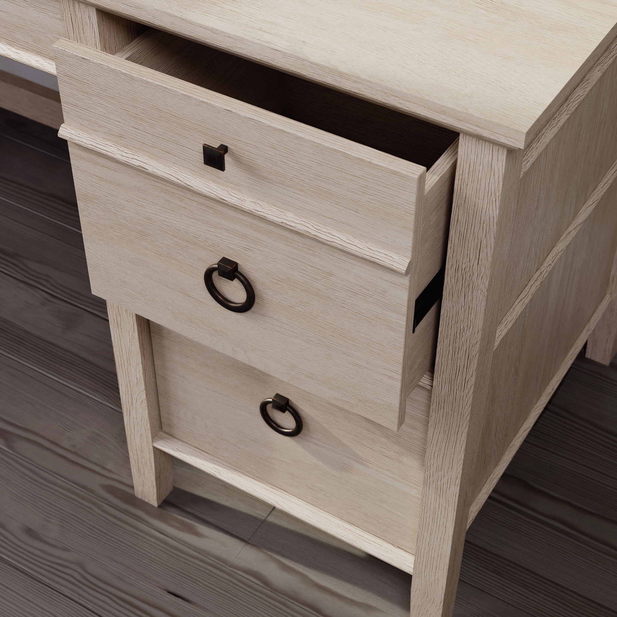 Sauder East Adara Single Pedestal Desk, Cascade Oak Finish
