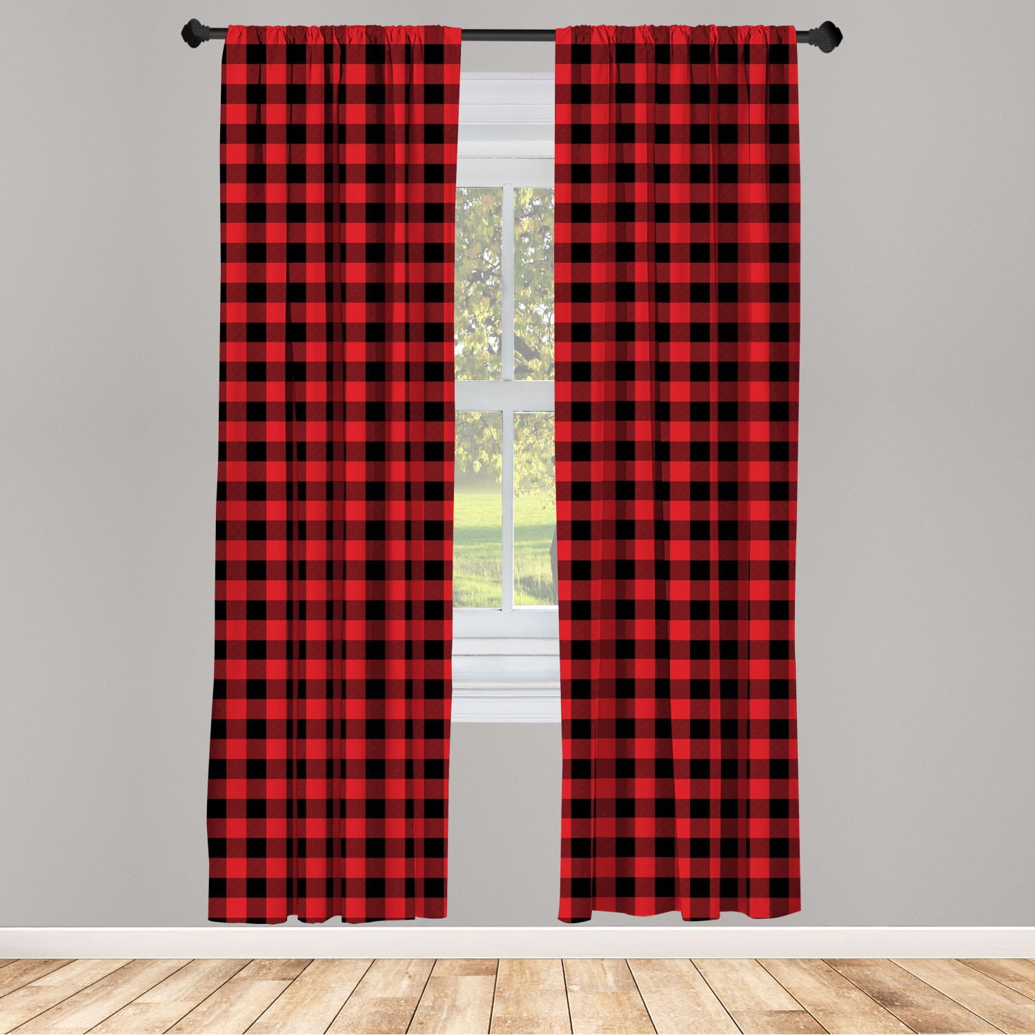 Plaid Curtains 2 Panels Set