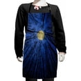 thumbnail image 1 of Nature Kids Apron, Full Moon Depiction in Woods Star Night Heavenly Lunar Treetops up Space Universe Art, Boys Girls Apron Bib with Adjustable Ties for Cooking Baking Painting, Blue, by Ambesonne, 1 of 2