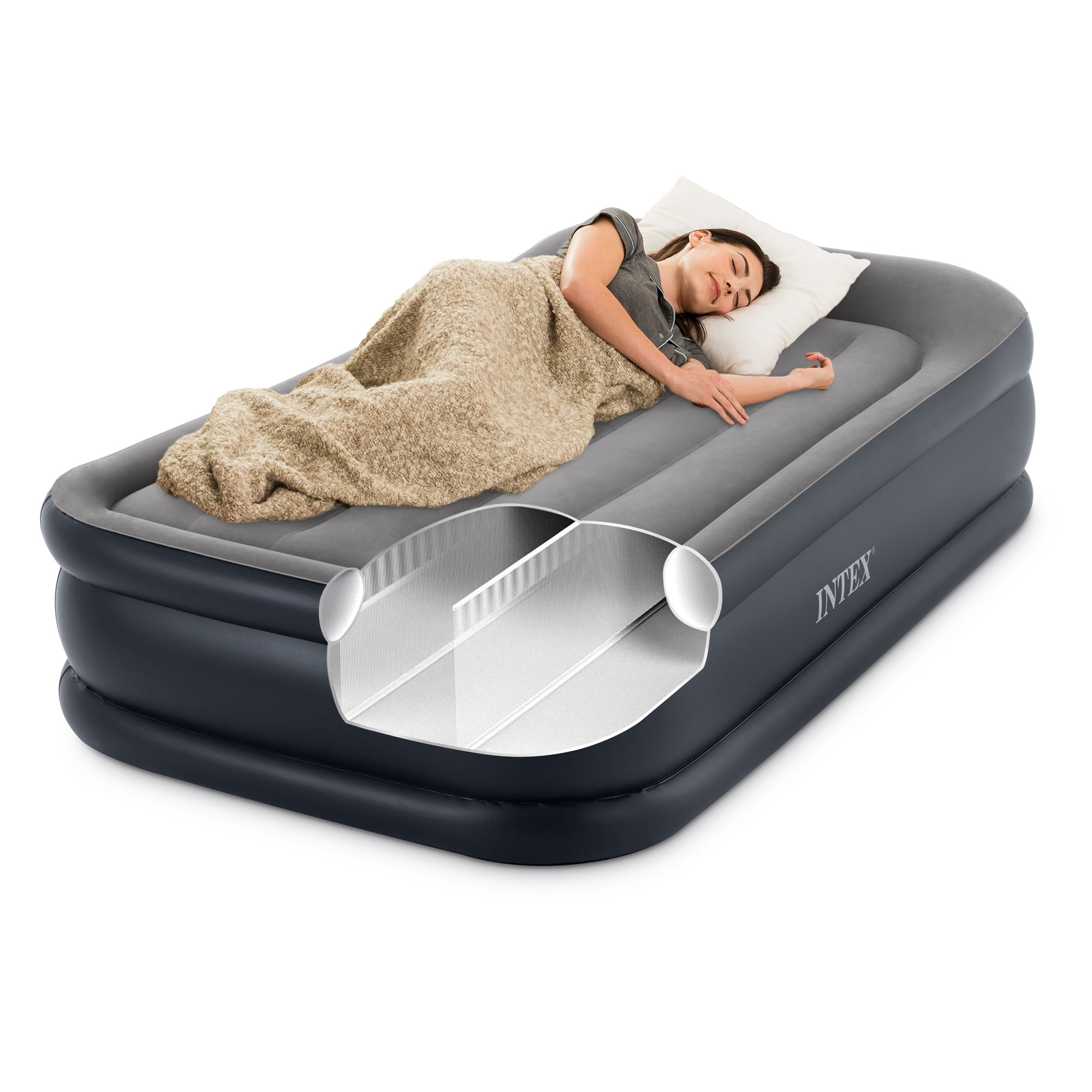 Intex 64131EP Dura-Beam Pillow Rest Raised Airbed Twin Size with Built in Pump for sale online 