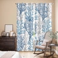 thumbnail image 3 of Navy Blue Coral Coastal Kitchen Curtains 96 Inch Length, Summer Beach Seaside Nautical Grommet Top Bedroom Living Room Curtains, Light Filtering Cafe Curtain Drapes 2 Panels Set 104''x96'', 3 of 9