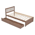 thumbnail image 6 of Modern Design Twin Size Platform Bed with 2 Drawers for Walnut Color, 6 of 9