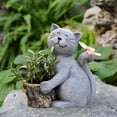 thumbnail image 3 of Dserhfy Solar Garden Flowerpot Cat Statue with LED Butterfly Waterproof Planter Pot Kitten Resin Figurine Sculpture Outdoor Porch Yard Lawn Decoration Ornament, 3 of 7