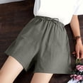 thumbnail image 2 of Edvintorg Cotton Linen Shorts Womens Clearance Solid Color High Waist Loose Casual Thin Wide Leg Shorts Ladies Shorts Summer Clothes For Women, 2 of 7