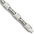 thumbnail image 2 of Chisel Stainless Steel Brushed and Polished with Black CZ Fancy Link Bracelet - 8.25", 2 of 8