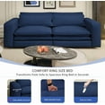 thumbnail image 3 of 93" King Pull Out Sofa Bed, Teddy Sleeper Sofa Couch, Modern Wide Armrest, 3 in 1 Convertible Futon Couches for Living Room, Small Space, Apartment, Office, Bedroom, Blue, 3 of 11