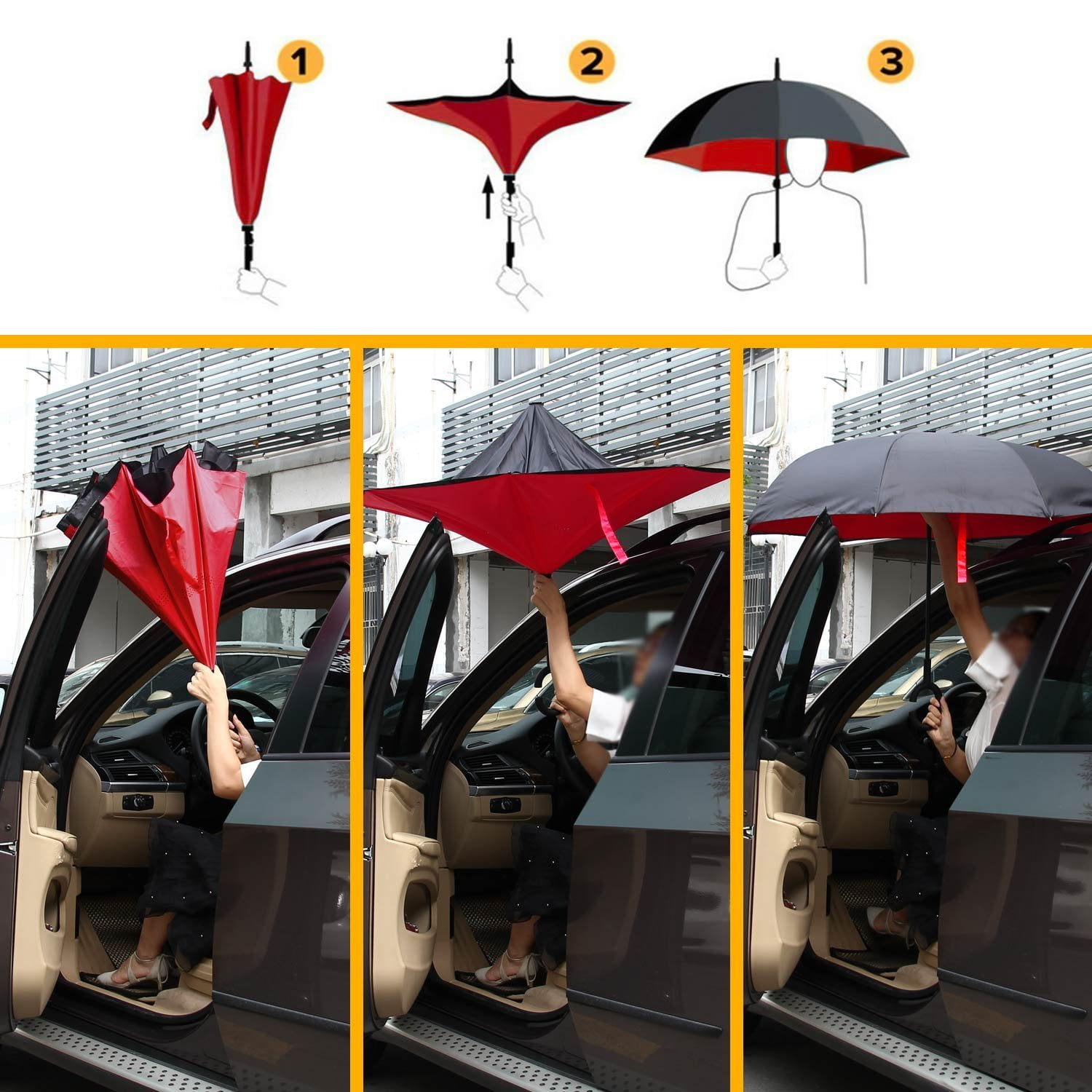 Buy SCOCICI Auto Open Inverted Umbrella Stickman Meme Face Icon Looking at  Computer Joyful Fun Caricature Comic Design UV Protection Umbrella for Car  Rain Outdoor with C-Shaped Handle at