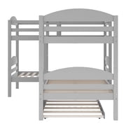 Bed Frame Twin L-Shaped Bunk bed with Trundle-Gray{OLD SKU:LP000024AAE}