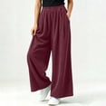 thumbnail image 4 of Tqcoqu Women's Corduroy Wide Leg Pants, Elastic High Waist Loose Casual Long Trousers with Side Pockets, 4 of 9