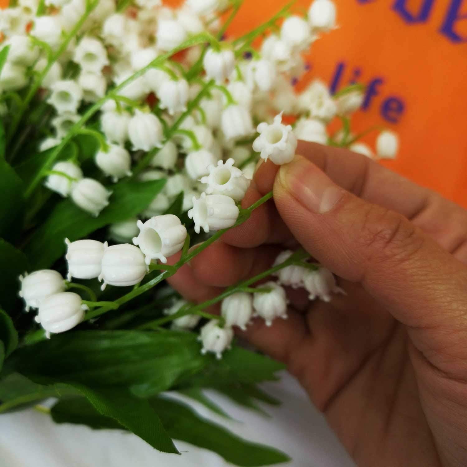 12/24/36PCS Artificial Lily of The Valley Flowers Bush for Home Garden Wedding Decoration, Fake Silk Flowers Bouquet Indoor Decor