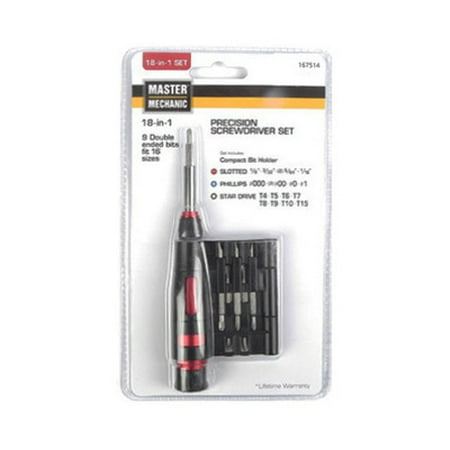 

Hangzhou 167514 Master Mechanic 18 In 1 Precision Screwdriver Set