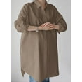 thumbnail image 3 of ZANZEA Women 3/4 Sleeve Solid Color Blouse Buttons Down Shirts Tops, 3 of 4