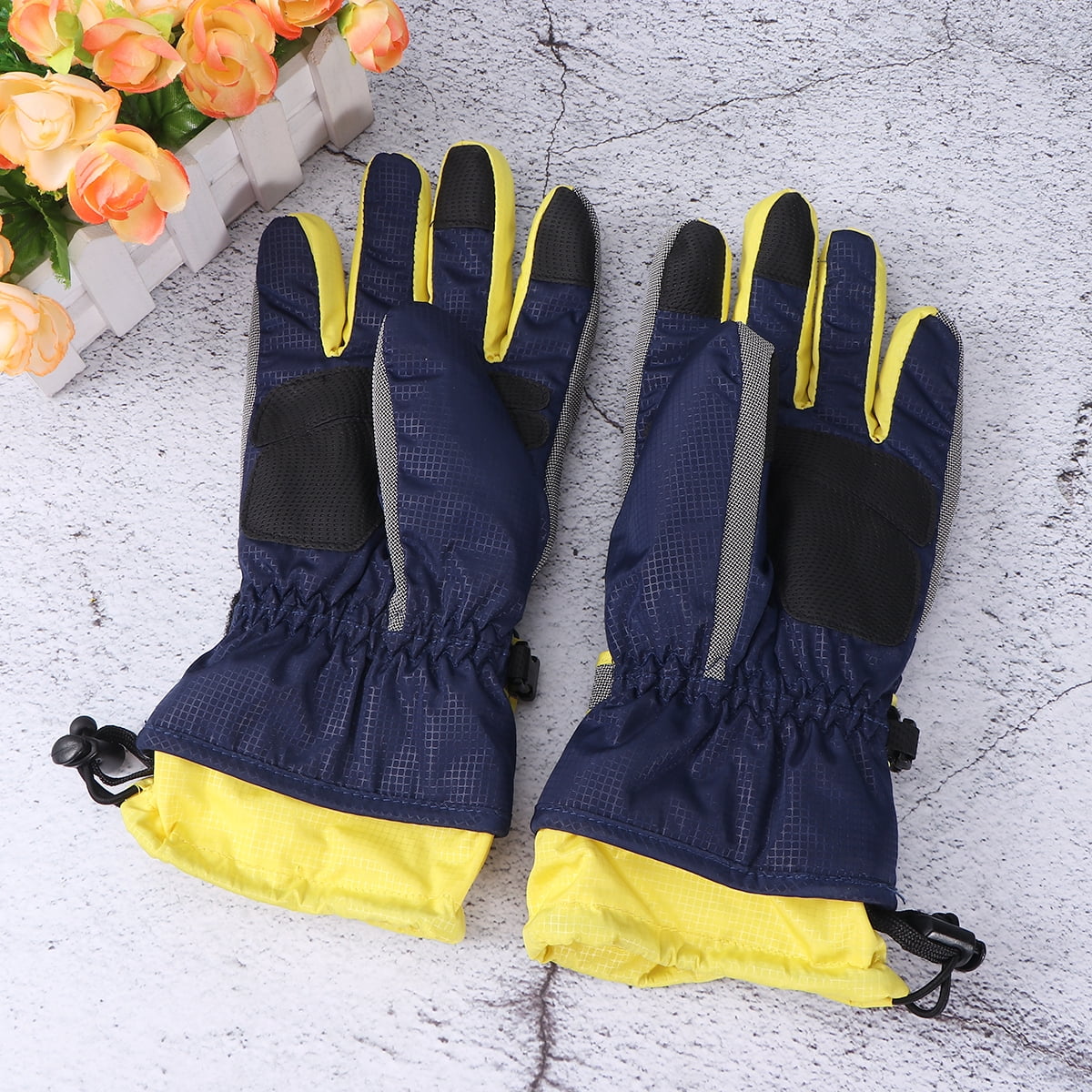 Jiyike 3pcs Cold Weather Gloves Super Warm Winter Snow Skiing Gloves Windproof Waterproof Gloves with Long Cuff for Snowboarding Riding (Blue, )