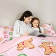 thumbnail image 6 of Manfei Cute Gingerbread Man Queen Comforter Set,Merry Christmas Bedding Sets,Pink Green Bedding Comforter Set For Girls,Ultra Soft Home Decor Reversible,3 Pieces, 6 of 9