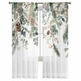 thumbnail image 3 of Christmas Sheer Curtains 84 Inches Long 2 Panels Set, Window Sheer Curtains for Living Room/Bedroom, Xmas Botanical Pinecone Eucalyptus Leaves Light Filtering Rod Pocket Curtain 52'' x 84'' x 2, 3 of 7
