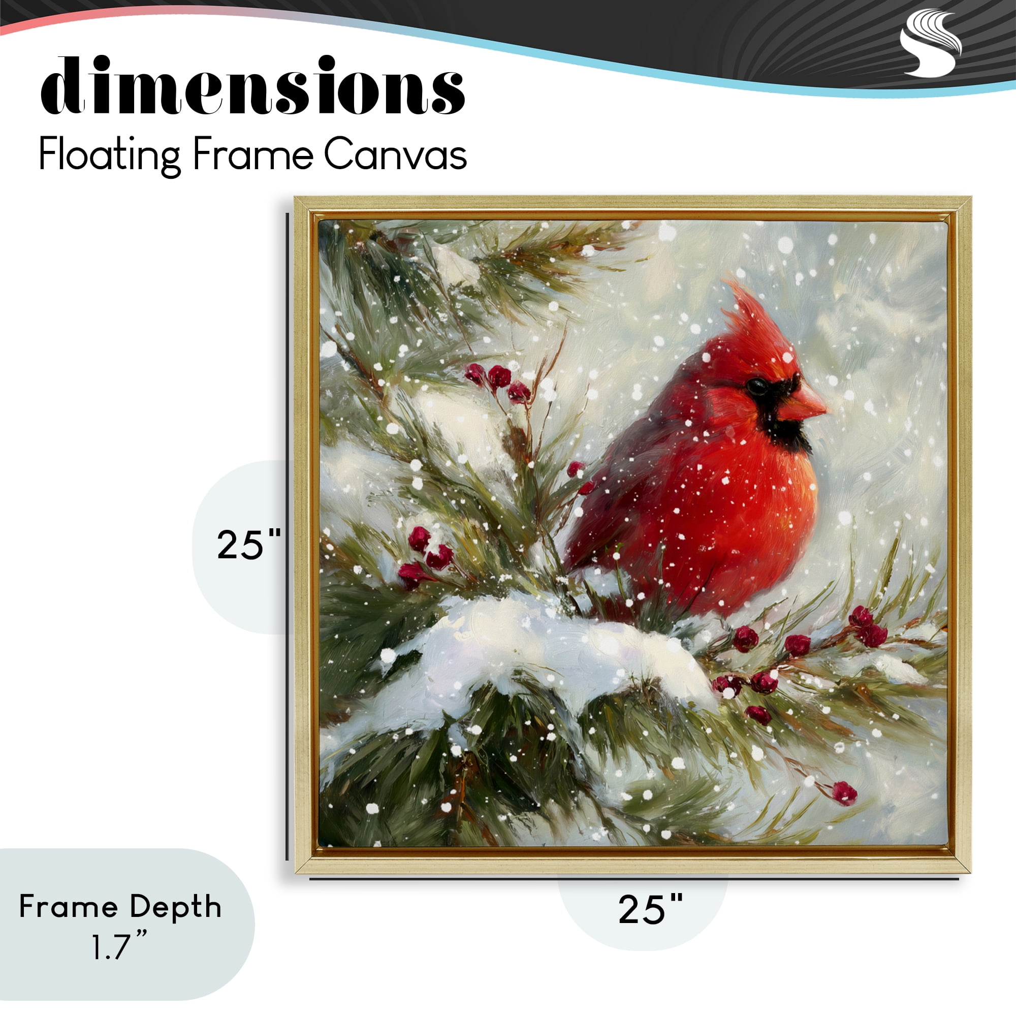 Stupell Industries Winter's Red Jewel Gold Framed Floater Canvas Wall Art, design by Tina LeCour