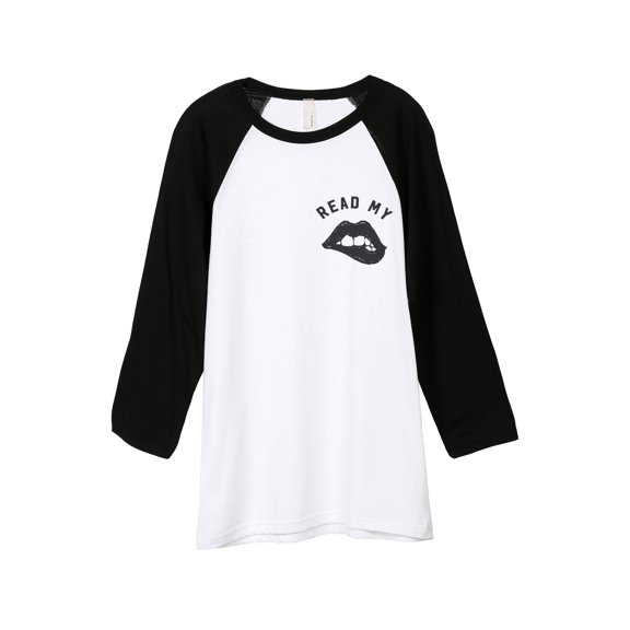 Thread Tank Read My Lips Unisex 3/4 Sleeves Baseball Raglan White Black Small